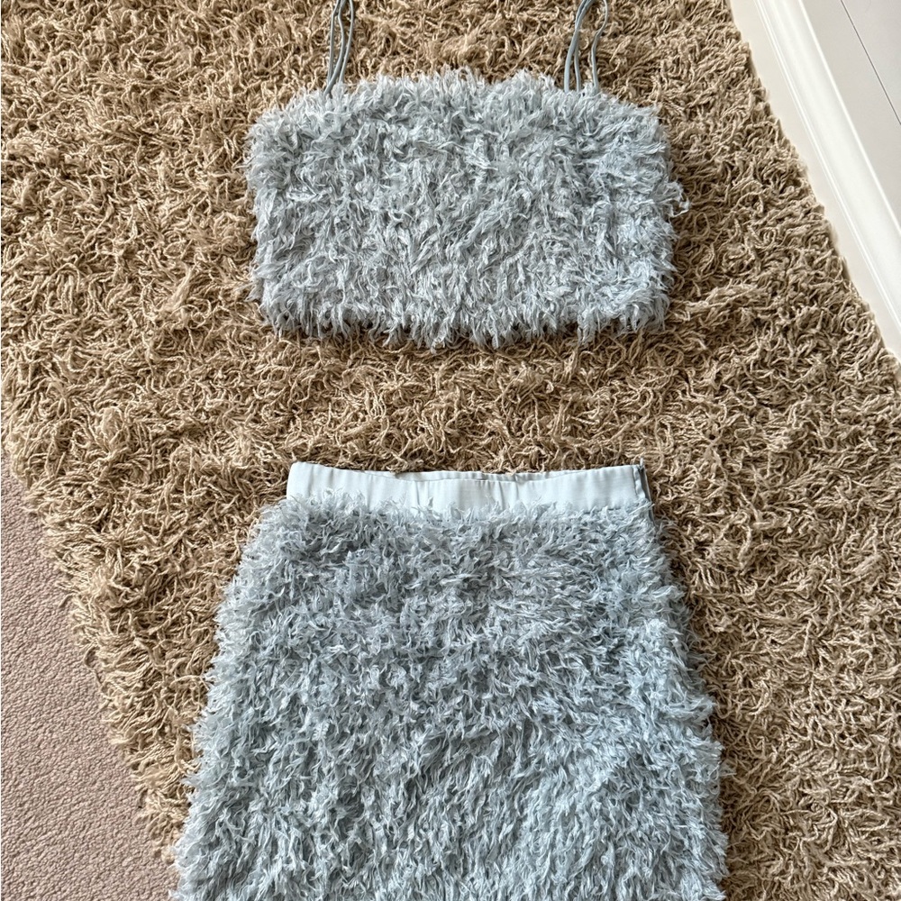 Zara Baby Blue Feather Two Piece Set